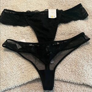 Auden Black Lace & Mesh Thongs bundle